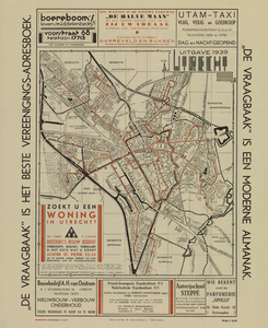 214076 Plattegrond van de stad Utrecht, met weergave van het stratenplan met namen (ged.), wegen, watergangen, ...